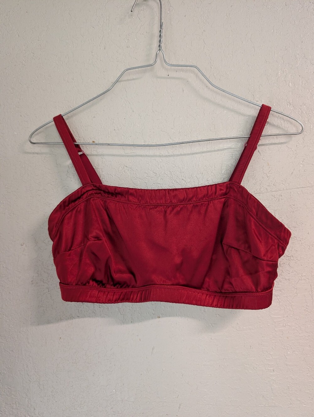 Aerie Red Rust Satin Bralette L Coquette Dainty No Padding Satin Adjustable